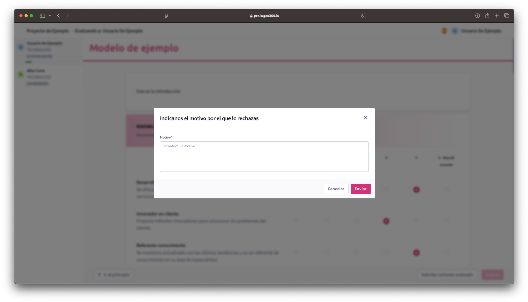 Vista evaluador