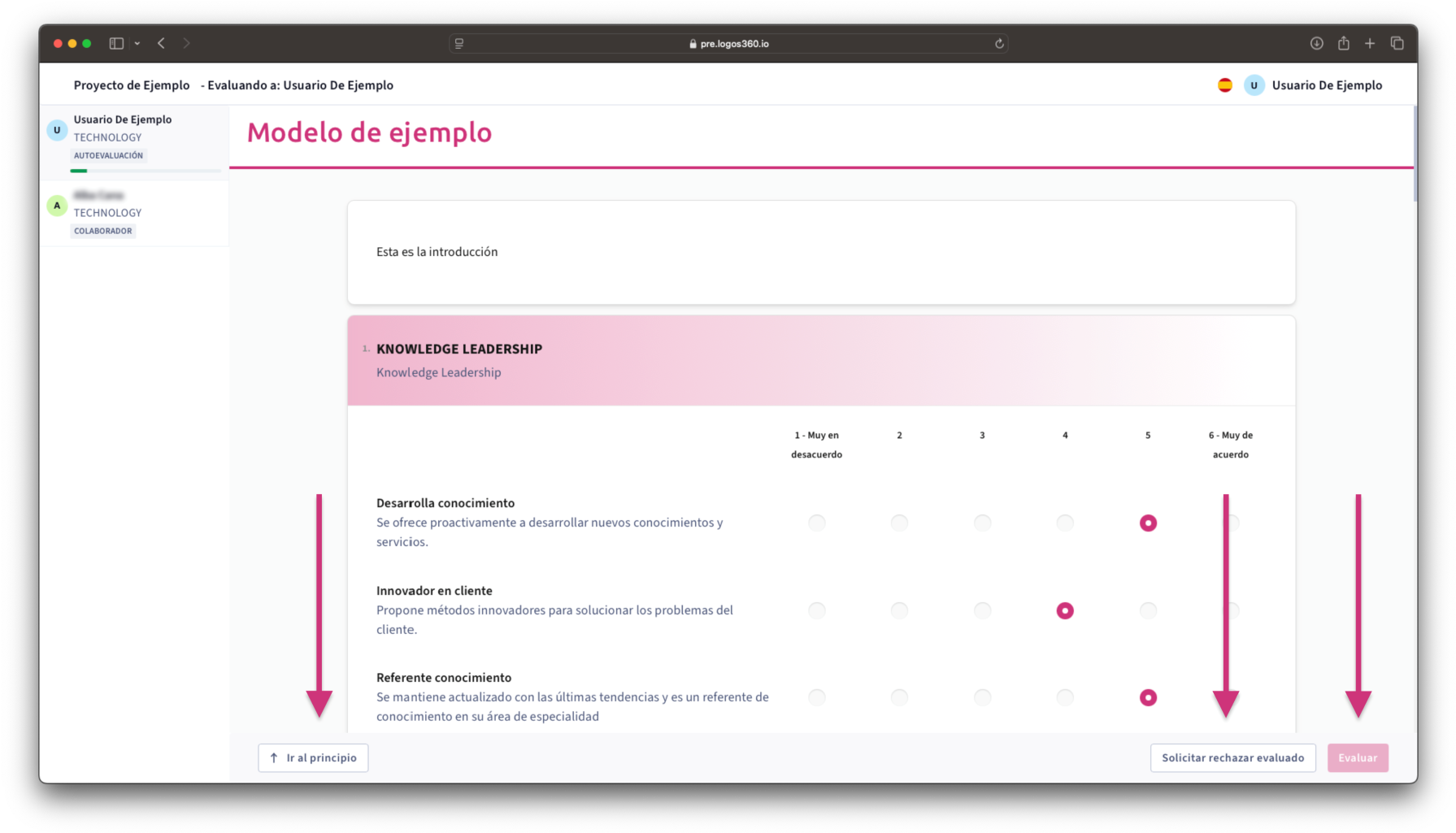 Vista evaluador