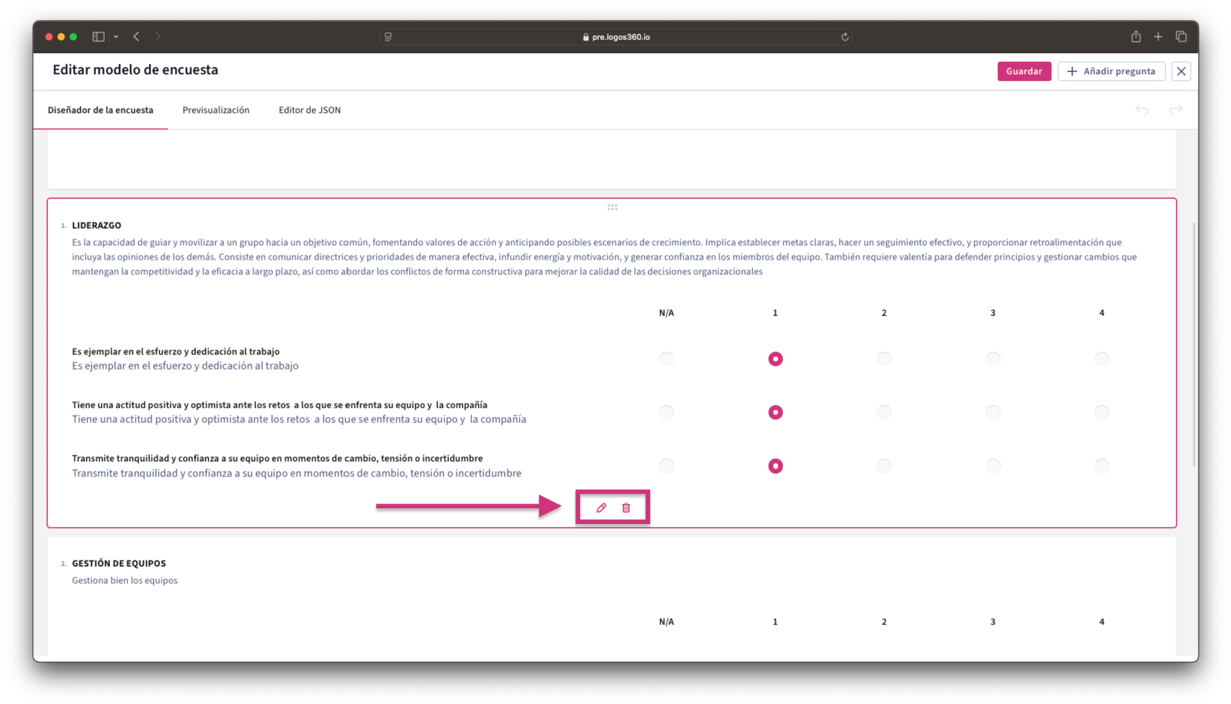 Editor de preguntas