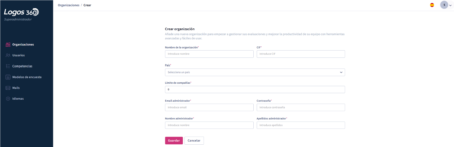 Configuración de organización