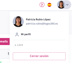 Cerrar sesión y perfil del usuario.