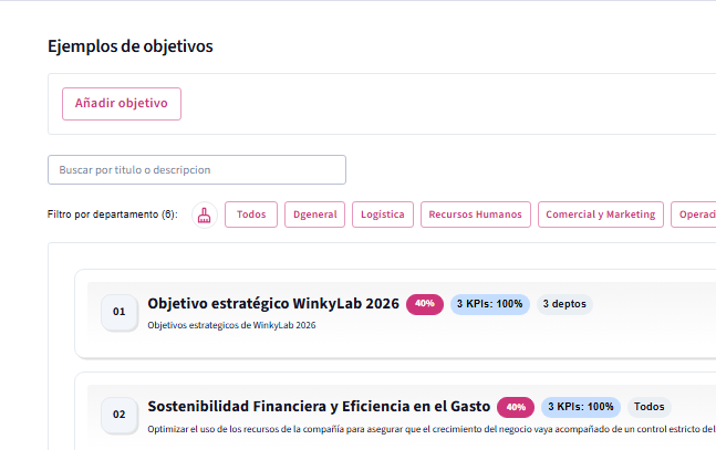 Definiendo una plantilla de objetivo clave/común.