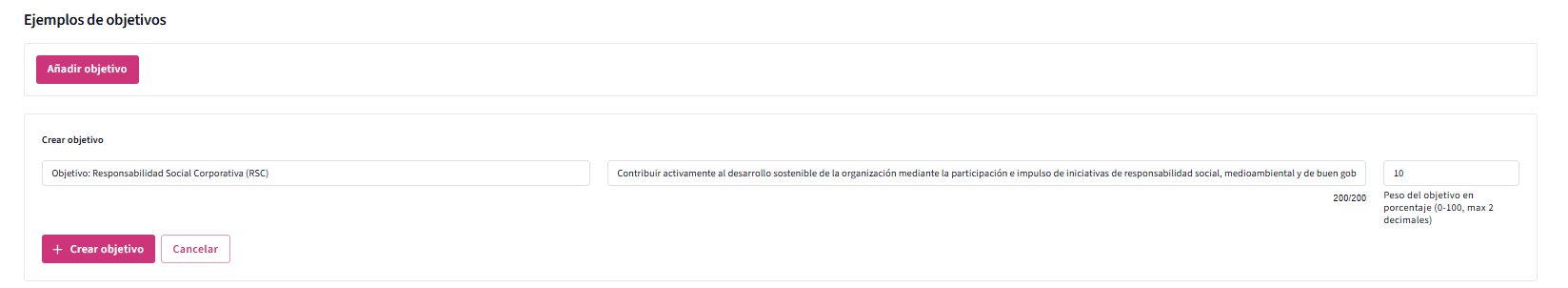 Definiendo una plantilla de objetivo clave/común.
